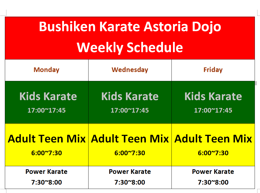 week schedule
